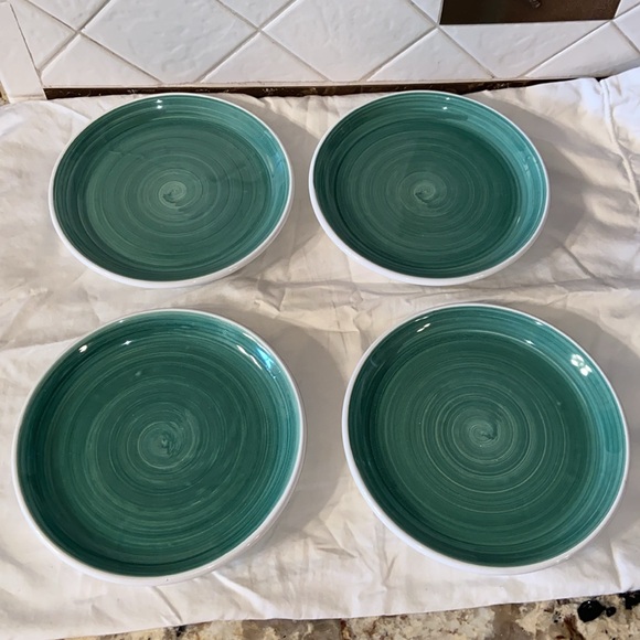 RARE VTG Caleca solid Hand Painted Salad Plates Made In Italy Set Of 4 - Picture 3 of 11